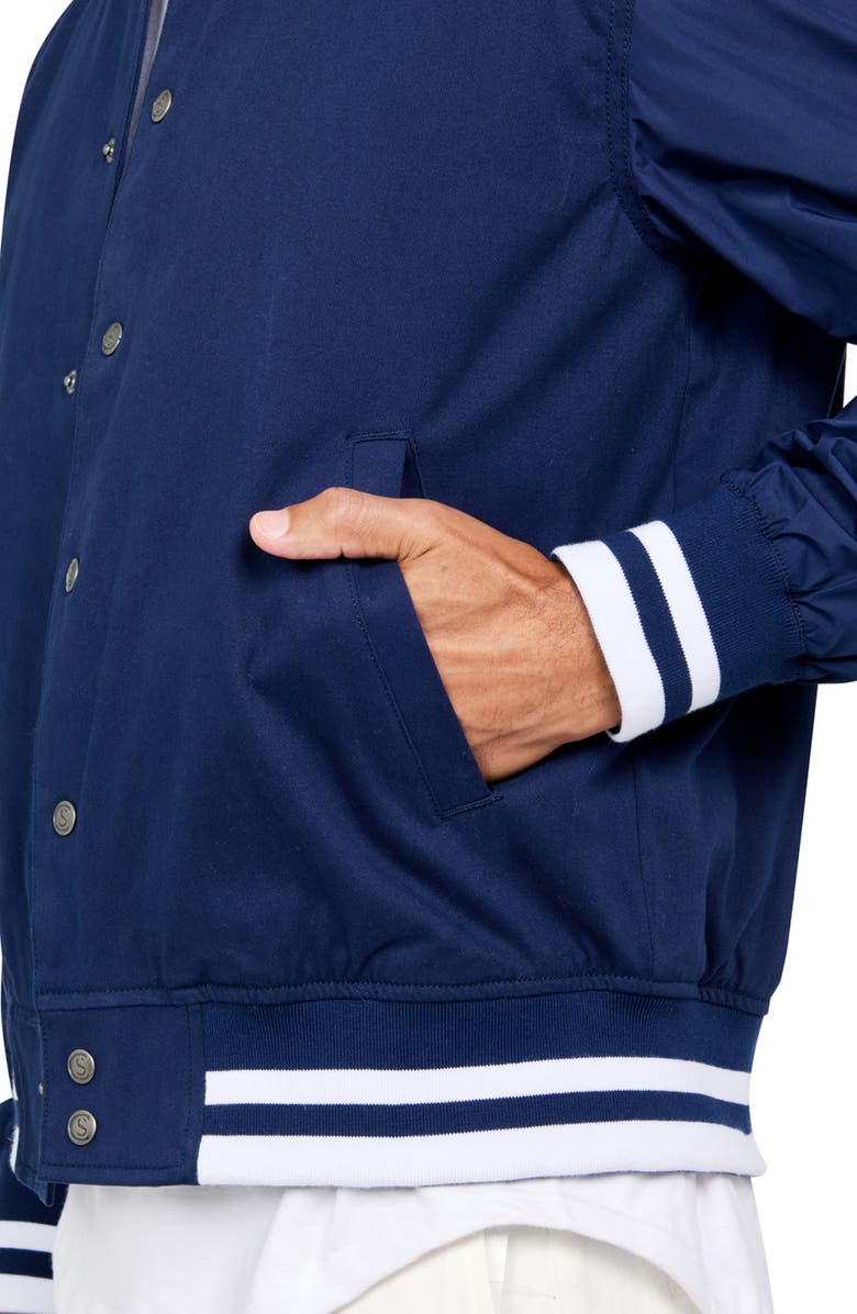 CONSTRUCT Solid Varsity Jacket, Alternate, color, Navy