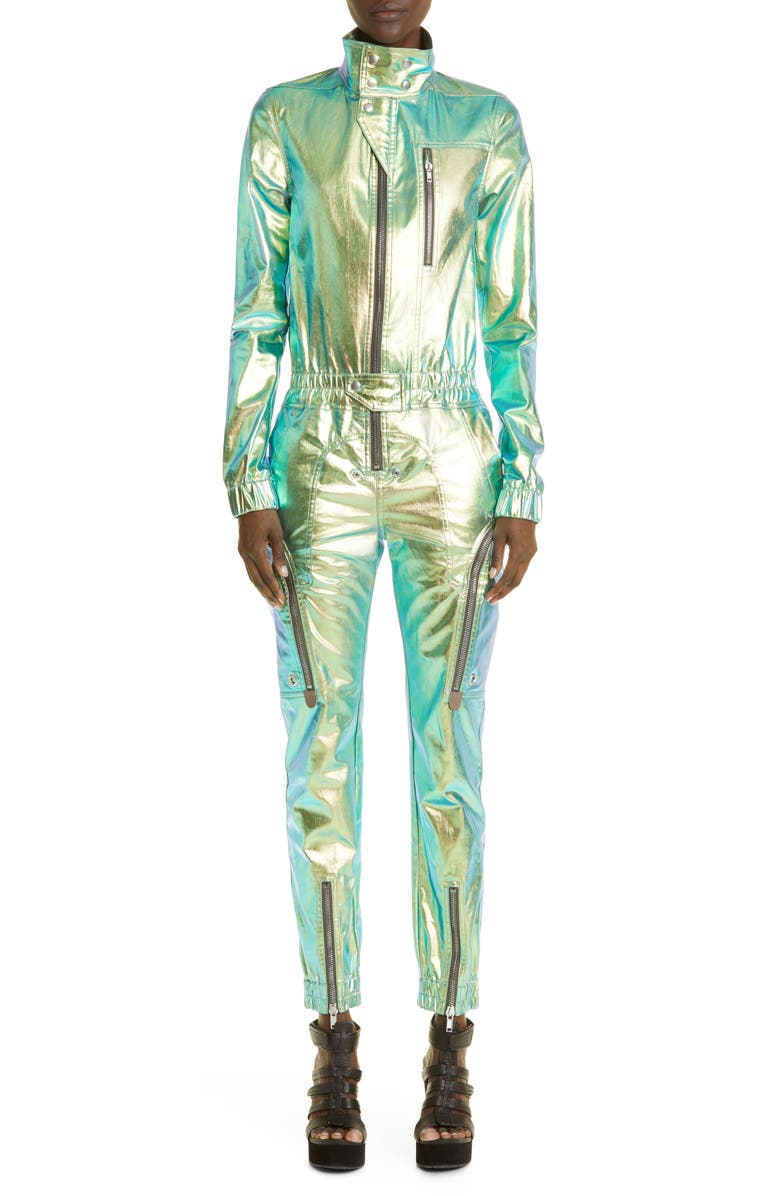 Rick Owens Bauhaus Iridescent Denim Jumpsuit, Main, color, 