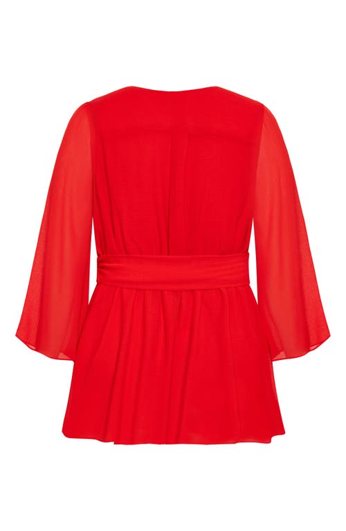 City Chic Ainsley Tie Waist Top In Red
