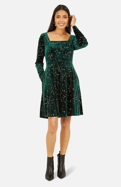 Yumi Star Foil Print Skater Dress In Multi