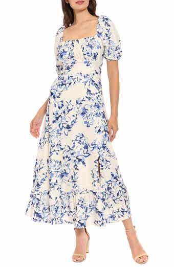 London Times Puff Sleeve Maxi Dress