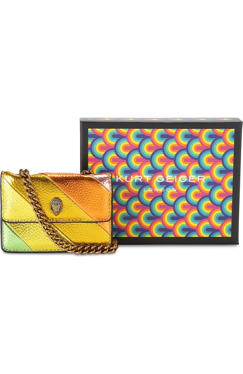 Kurt Geiger London Micro Kensington Metallic Faux Leather Crossbody Bag, Main, color,