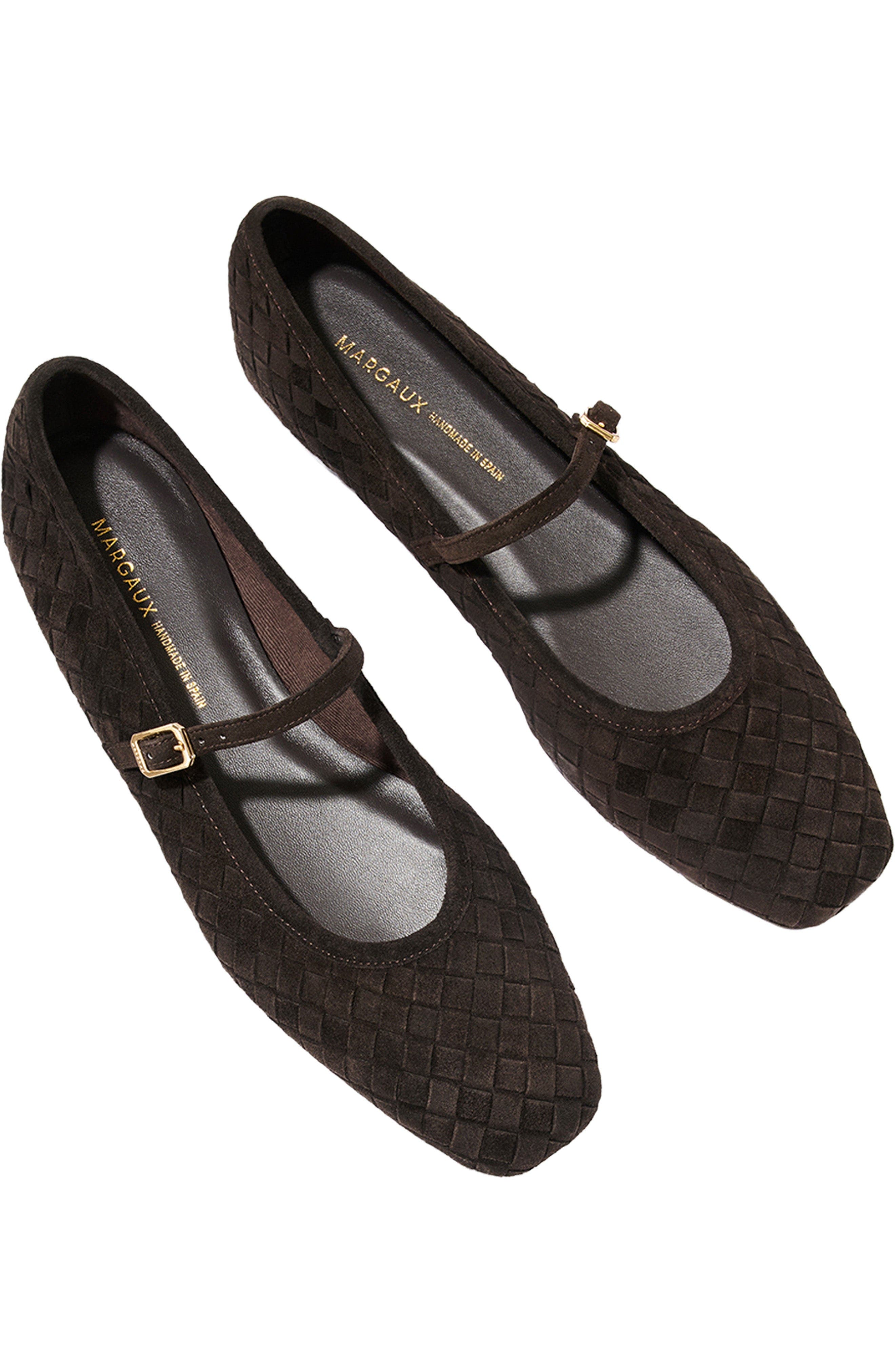 The Fonteyn Jane Flats, Alternate, color, Chocolate Woven Pasado Suede