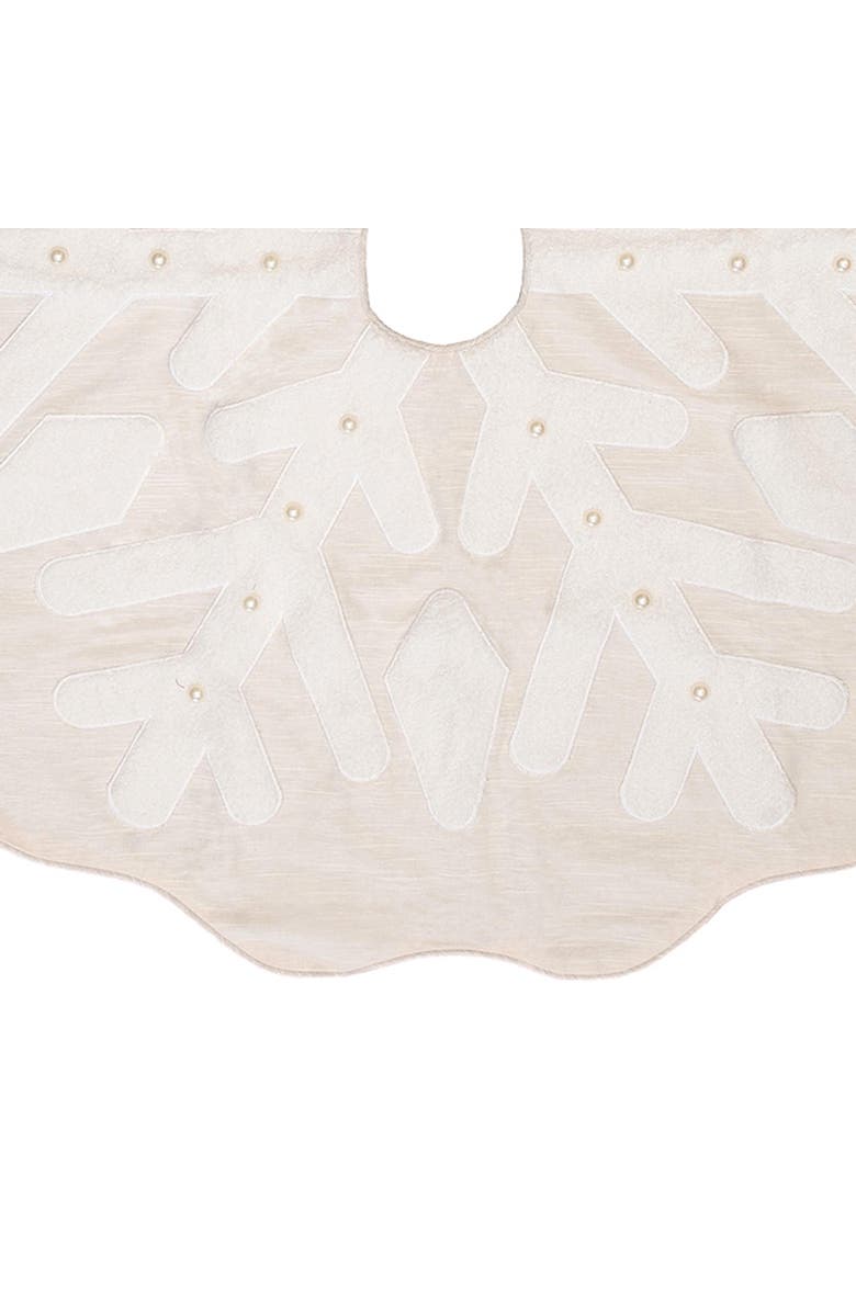 C&F Home White Christmas Snowflake Linen & Polyester Christmas Tree Skirt 54", Alternate, color, Beige