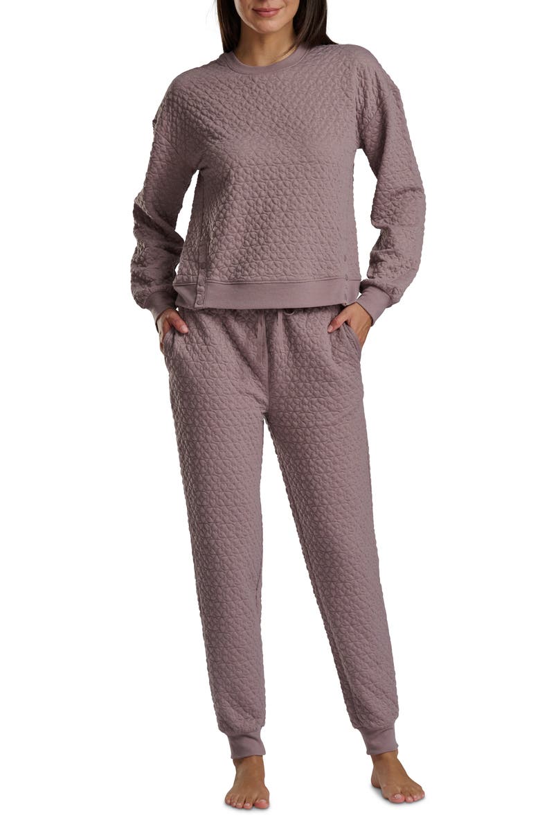 Splendid Heart Stitched Pullover & Jogger Pajamas, Main, color, Mauve Quilted Heart