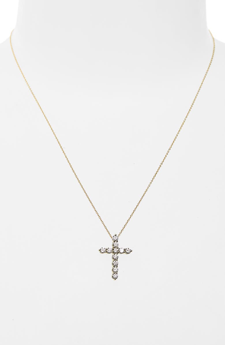 Roberto Coin Diamond Cross Pendant Necklace, Alternate, color,