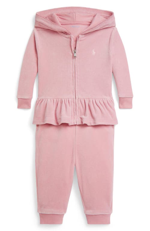 Ralph Lauren Velour Hoodie & Joggers Set In Pink