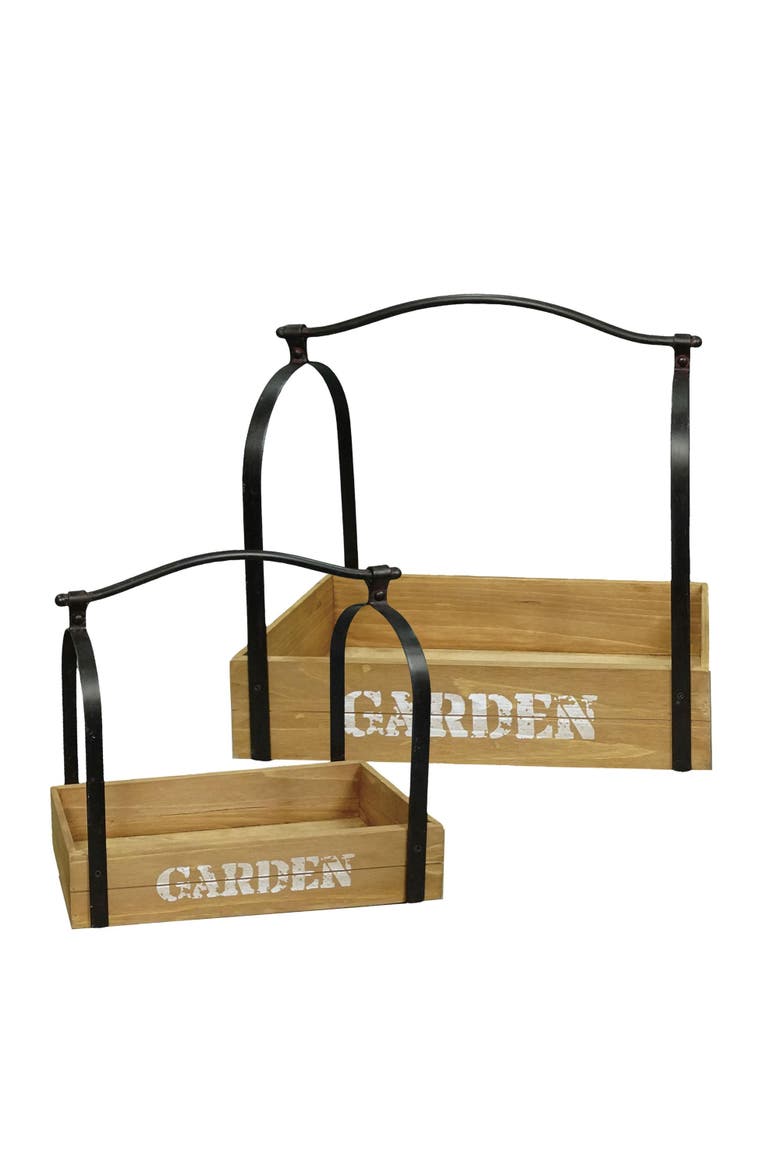 Flower Planter with Handle Set of 2, Main, color, Brown