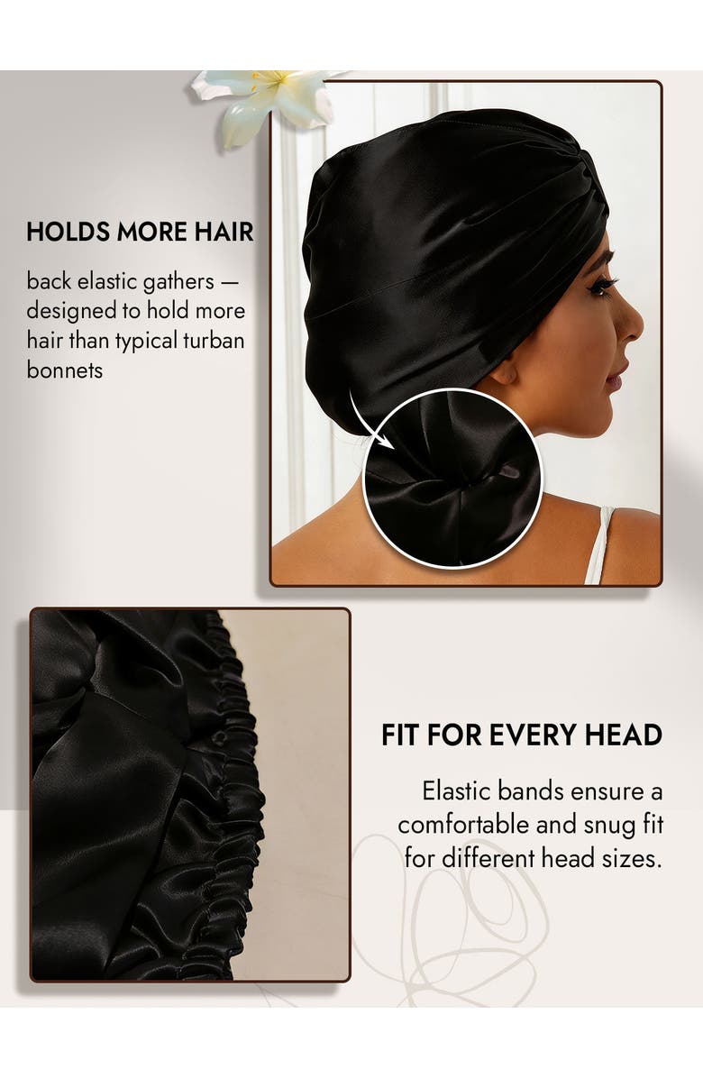 SILKSILKY Pure Silk Double Layer Night  Bonnet, Alternate, color, Black