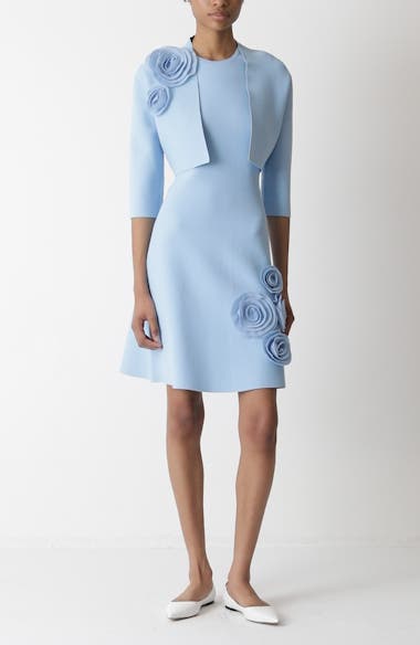 Lela Rose Penelope Rosette Embellished Milano Knit Dress | Nordstromrack Lela Rose Penelope Rosette Embellished Milano Knit Dress | Nordstromrack