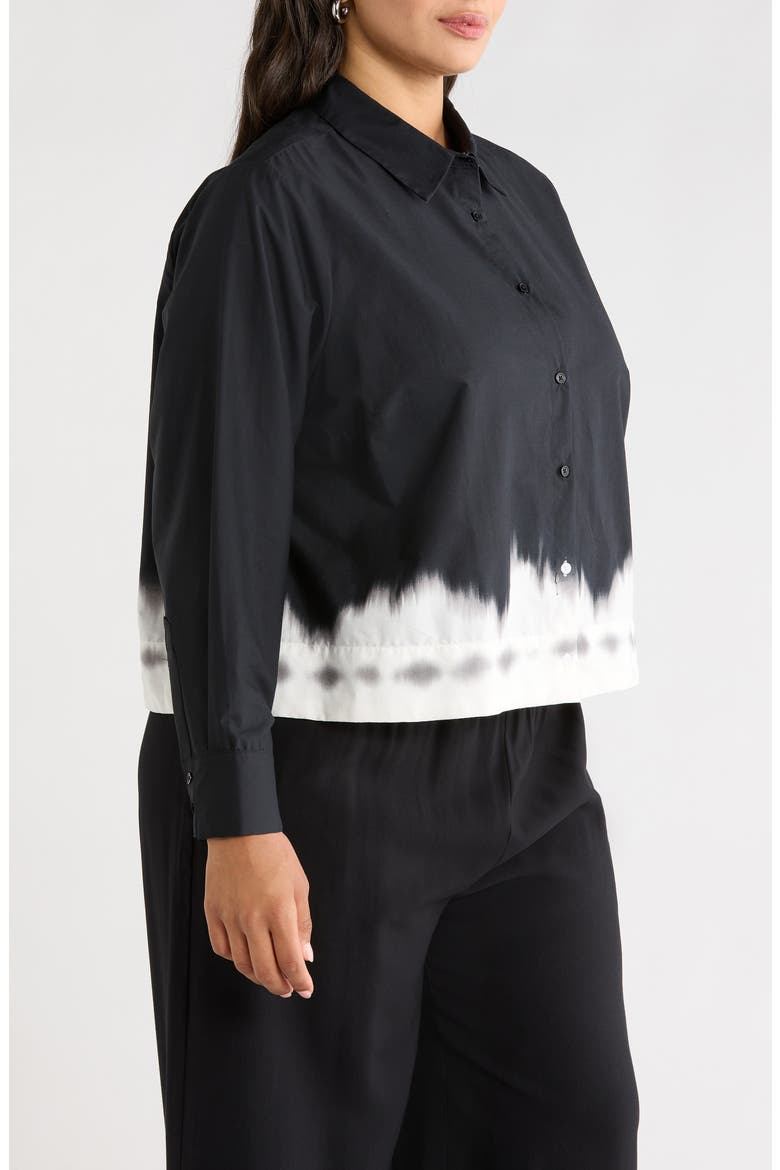 Stripe Crop Cotton Poplin Button-Up Shirt, Alternate, color, RICH BLACK