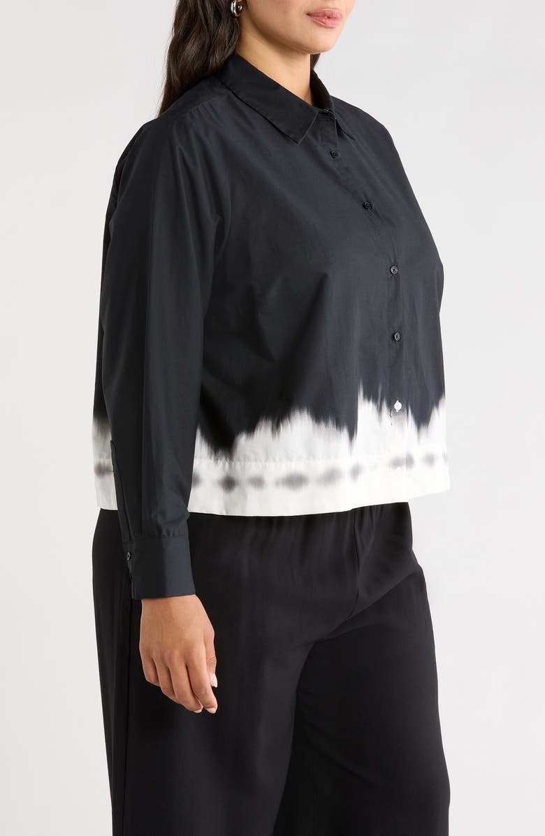 Halogen<sup>®</sup> Stripe Crop Cotton Poplin Button-Up Shirt, Alternate, color, Rich Black