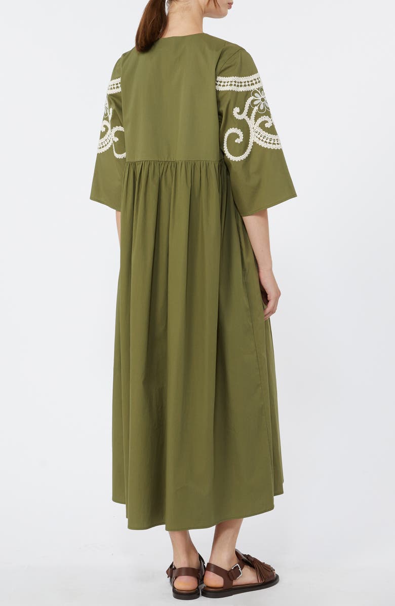 Weekend Max Mara Tilde Embroidered Yoke Cotton Dress, Alternate, color, Khaki