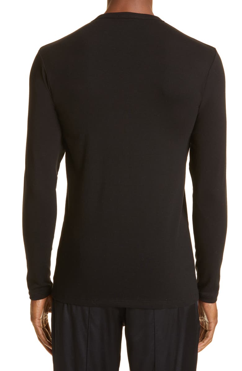 TOM FORD Cotton Knit Henley, Alternate, color, Black