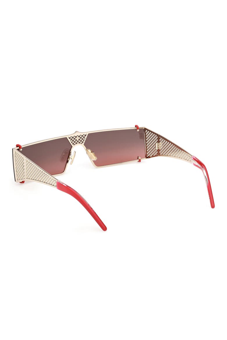 140mm Oversize Shield Sunglasses, Alternate, color, GOLD / RED / ZEISS GRADIENT
