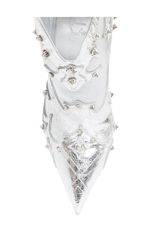 Christian Louboutin Bootiag Studded Metallic Leather Bootie In Silver