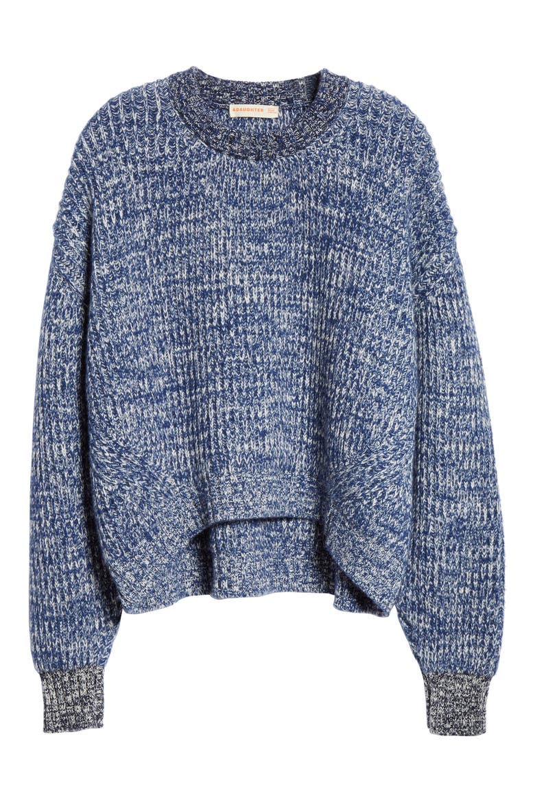 Mavie Chunky Wool & Cashmere Sweater, Alternate, color, BLUE MARL