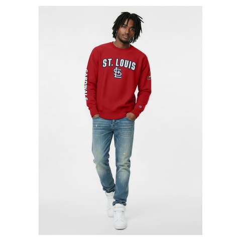 Men's Champion  Red St. Louis Cardinals Reverse Weave Chenille Sweatshirt