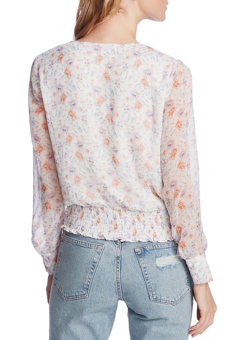 Woodland Garden Smock Waist Long Sleeve Blouse, Alternate, color, SOFT ECRU