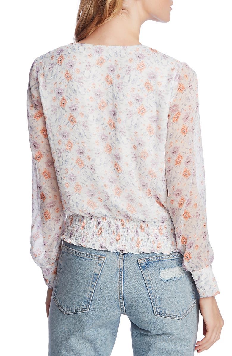 1.STATE Woodland Garden Smock Waist Long Sleeve Blouse, Alternate, color, 