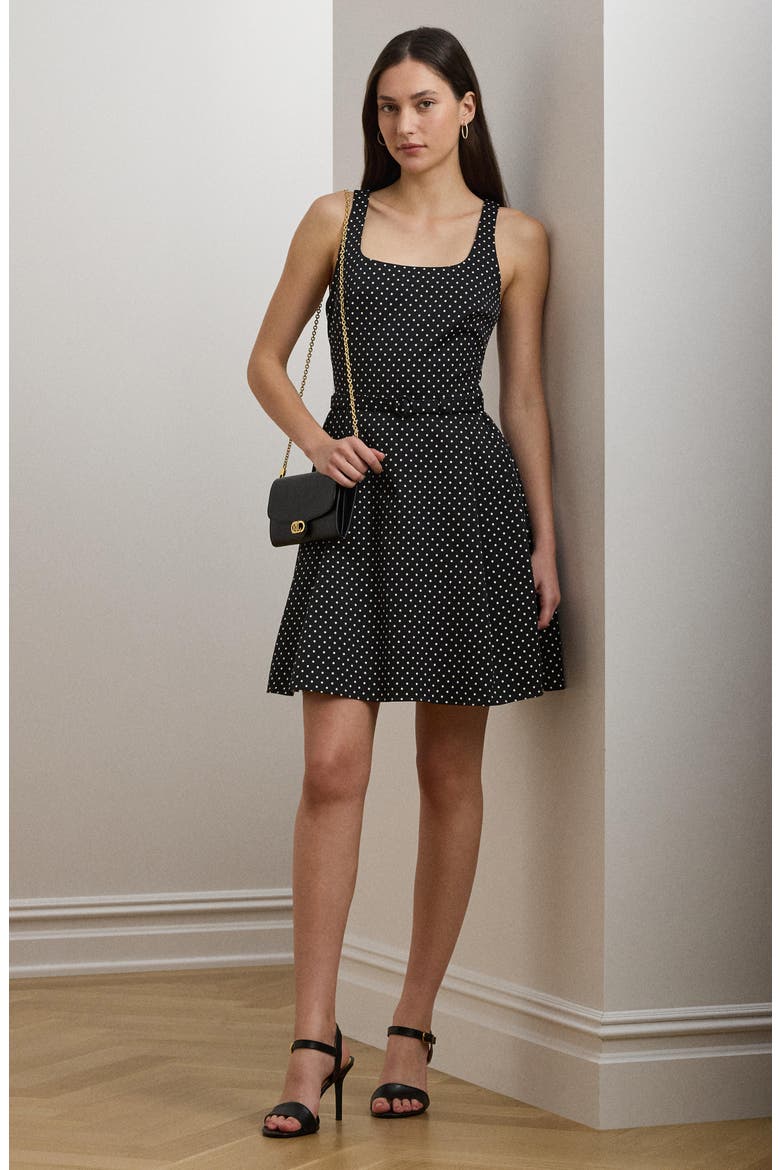 Polka Dot Belted Minidress, Alternate, color, BLACK/ CREAM