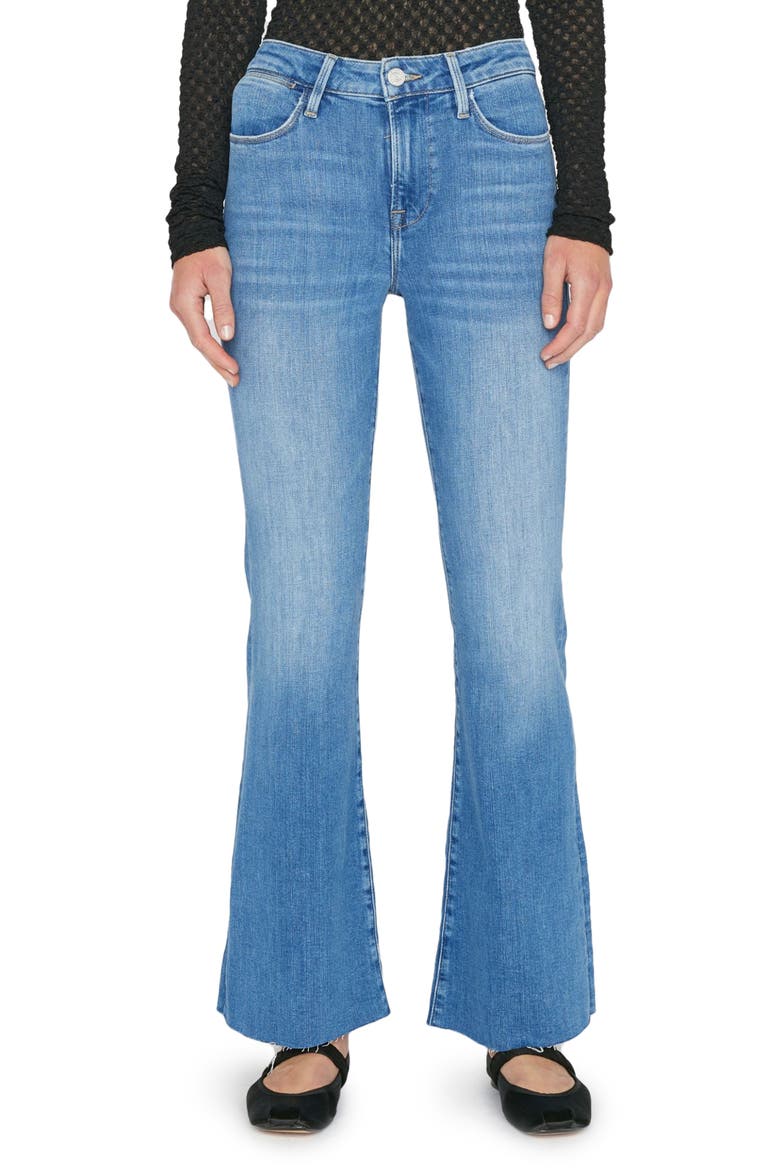 Le Easy Flare Raw Hem Jeans, Main, color, DRIZZLE