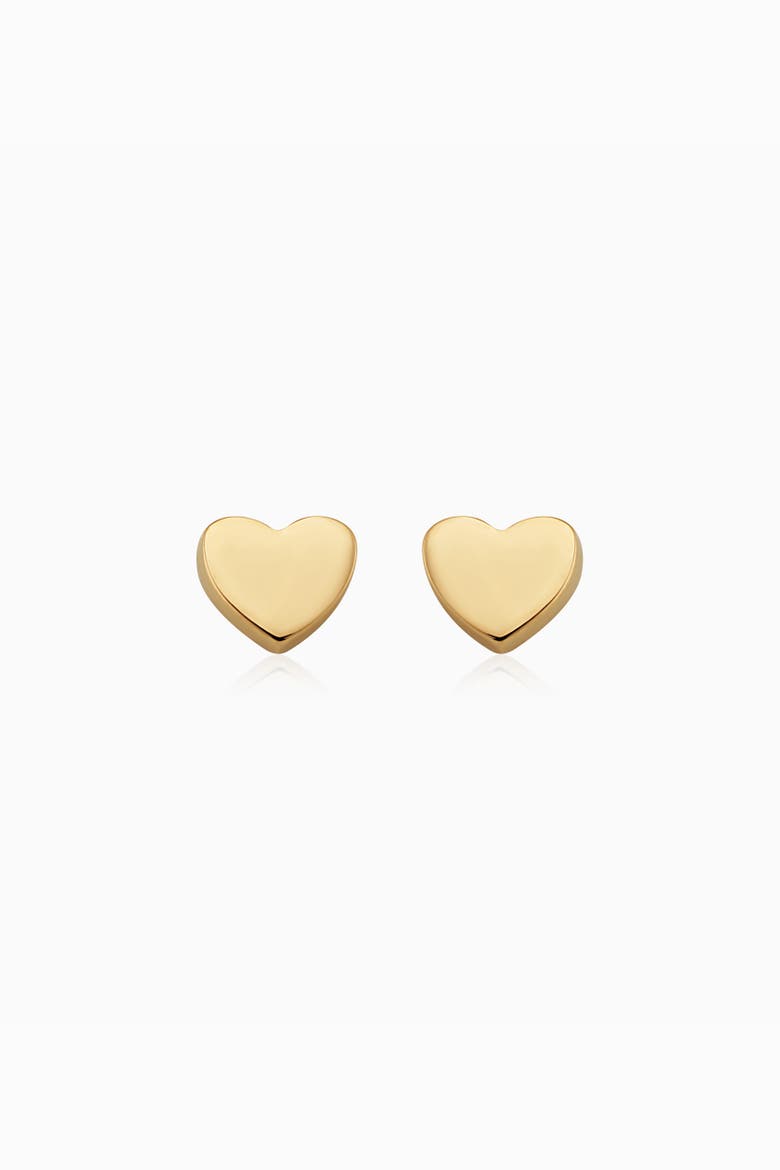 14K Gold Sweet Heart Studs, Alternate, color, Yellow Gold