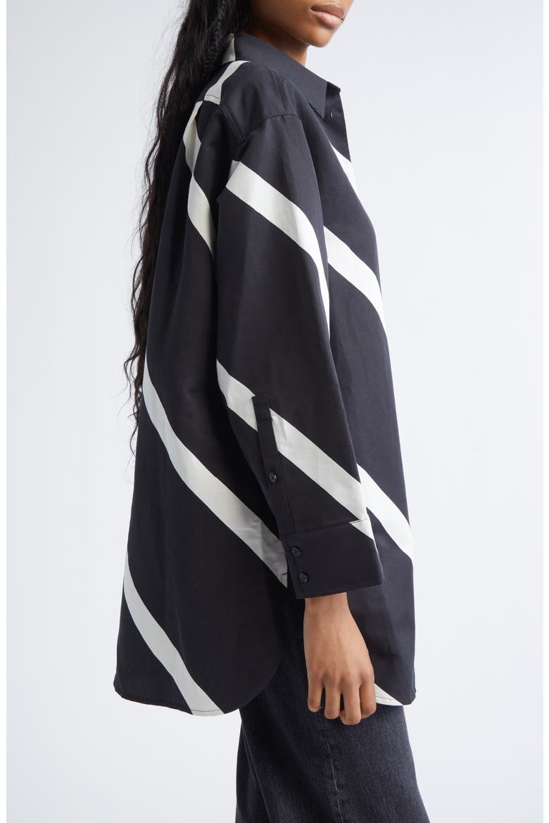 Heitto Basso Cotton & Linen Button-Up Shirt, Alternate, color, BLACK OFF WHITE
