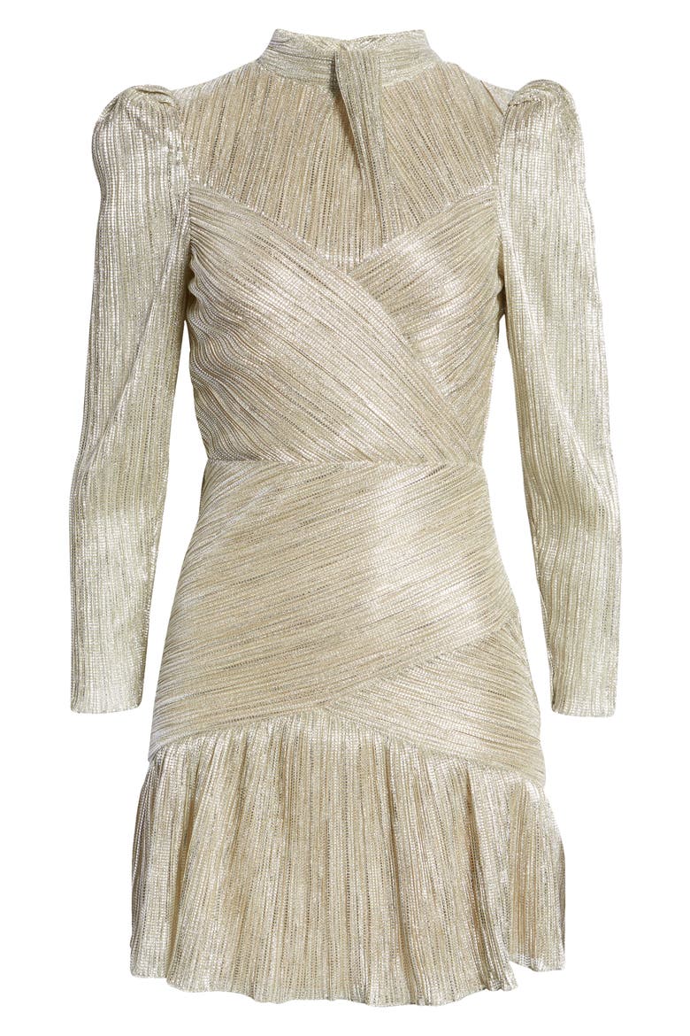 Saydee Metallic Long Sleeve Minidress, Alternate, color, PLATINUM