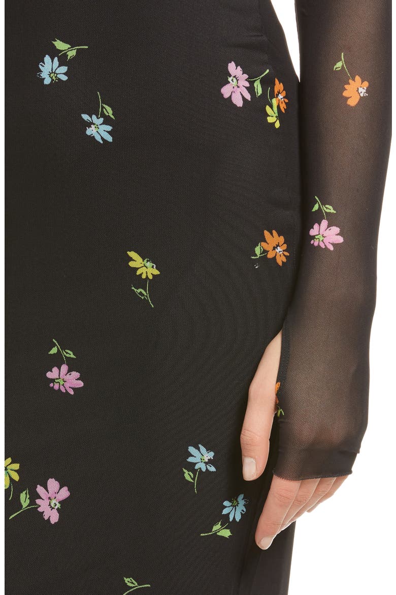 Shailene Sheer Long Sleeve Dress, Alternate, color, NOIR SPRING GARDEN DISTY