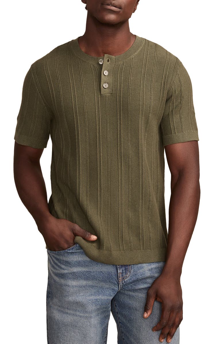 Lucky Brand Short Sleeve Henley Sweater, Main, color, Thyme