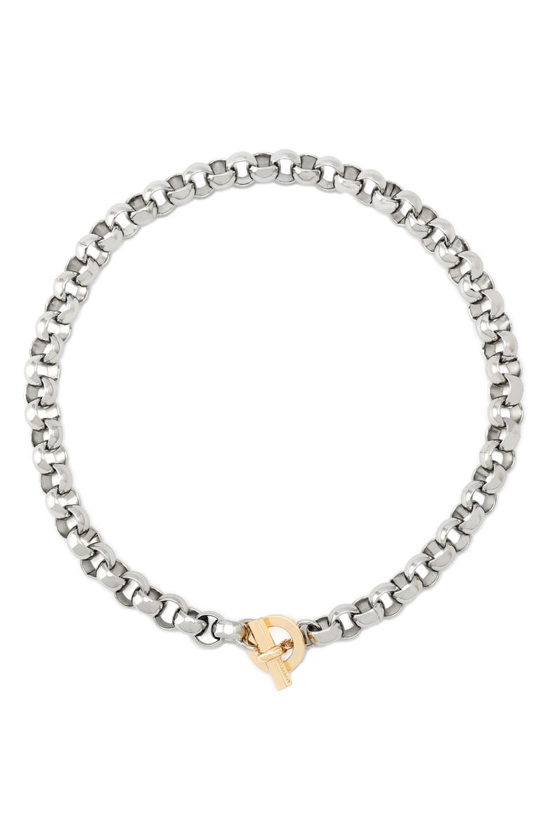 AllSaints Rolo Toggle Link Necklace, Alternate, color, Gold/ Rhodium