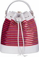 K'ai & Vrosi Leather & Striped Fabric Pattern Convertible Bag