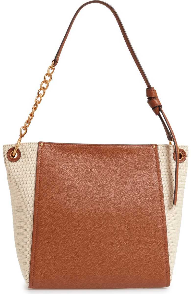 Tory Burch Everly Leather & Straw Hobo, Alternate, color,