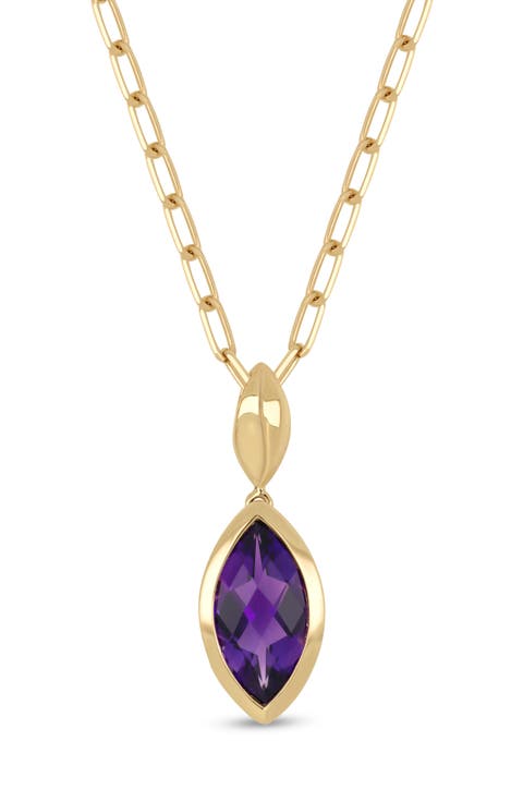 14k Gold Amethyst Pendant Necklace