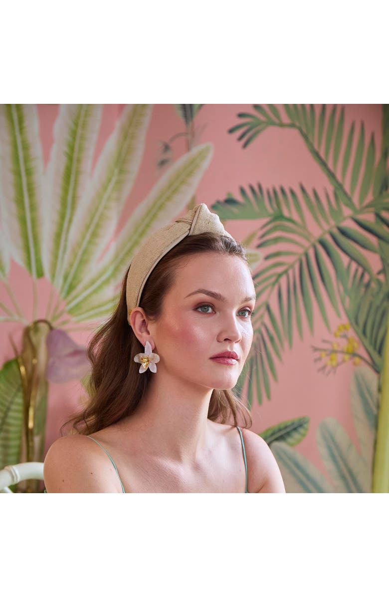 Lele Sadoughi Knotted Faux Leather Trim Headband, Alternate, color, Beige