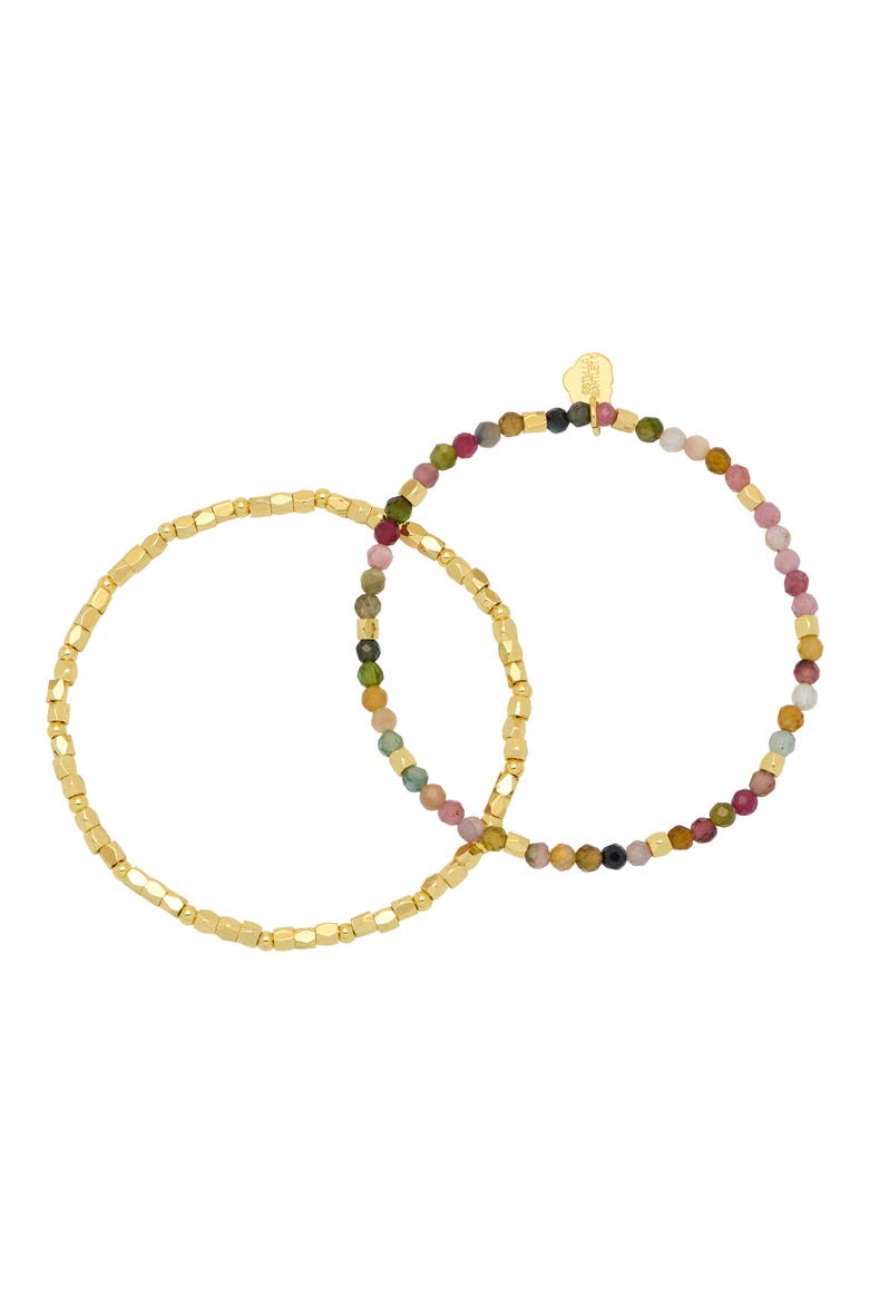 Coco Bead and Tourmaline Double Bracelet, Main, color, GOLD PLATED