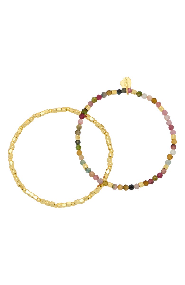 Estella Bartlett Coco Bead and Tourmaline Double Bracelet, Main, color, Gold Plated