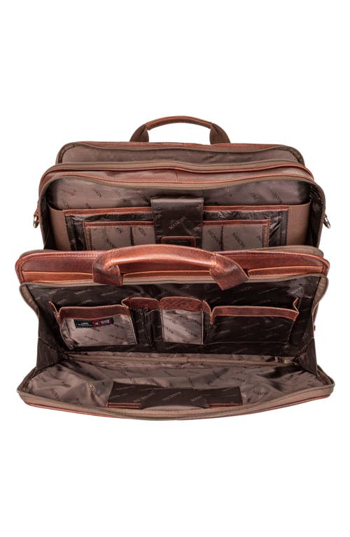Mancini Double Compartment Leather Briefcase In Brown