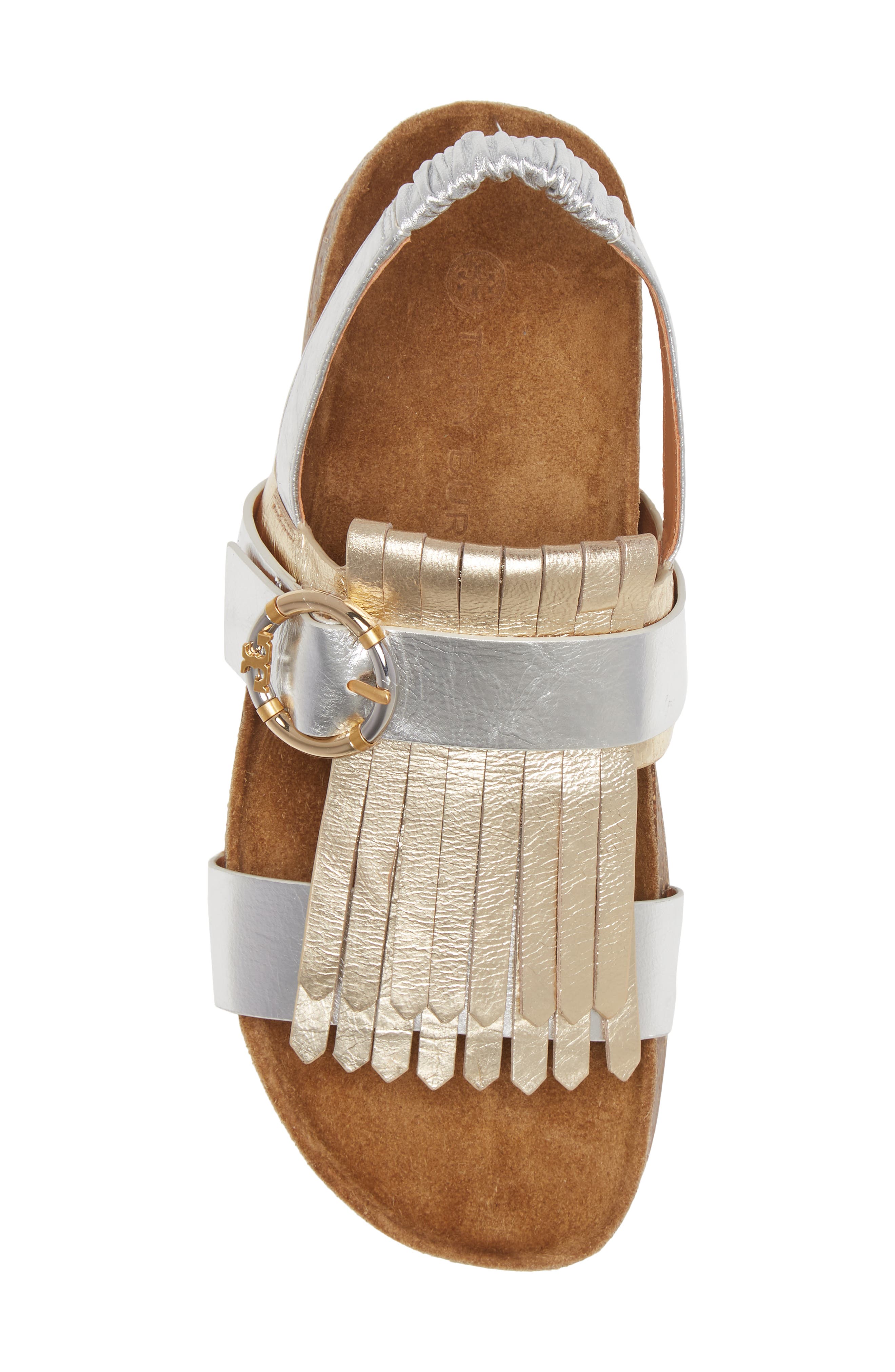 Tory Burch Logo Kiltie Sandal, Alternate, color, 