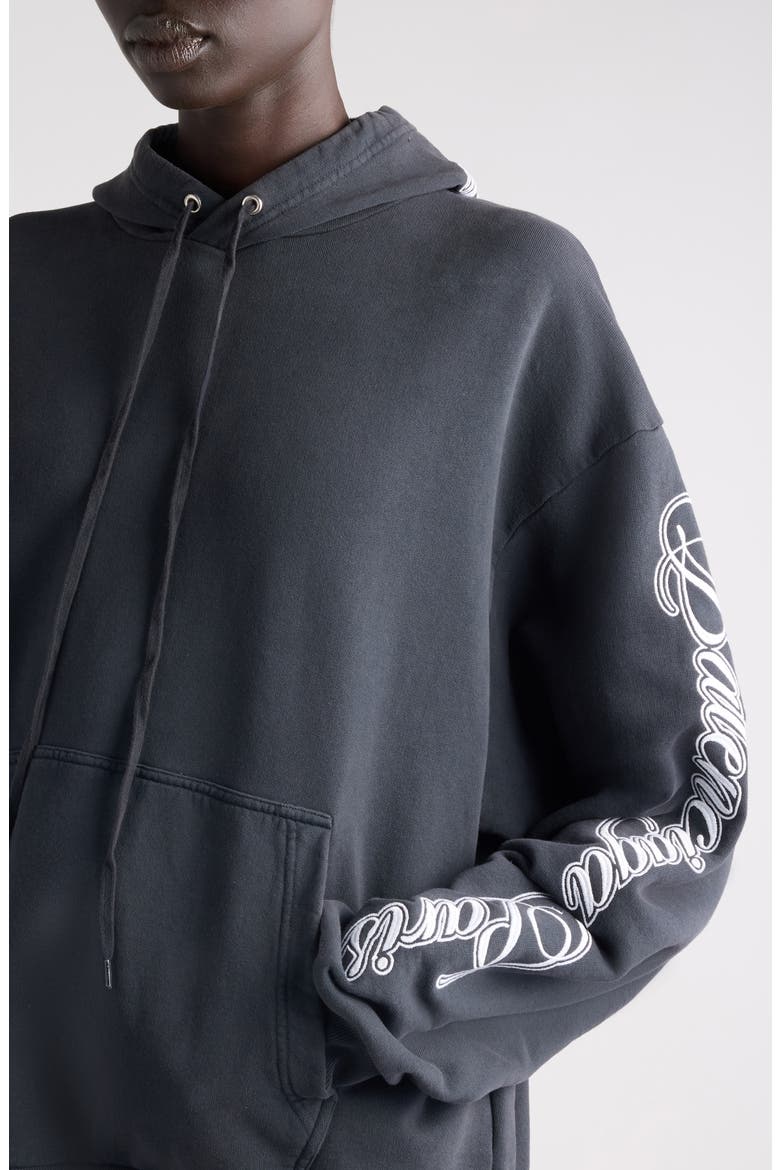 Oversize Logo Cotton Hoodie, Alternate, color, 6552 WASHED BLACK 2/ WHITE