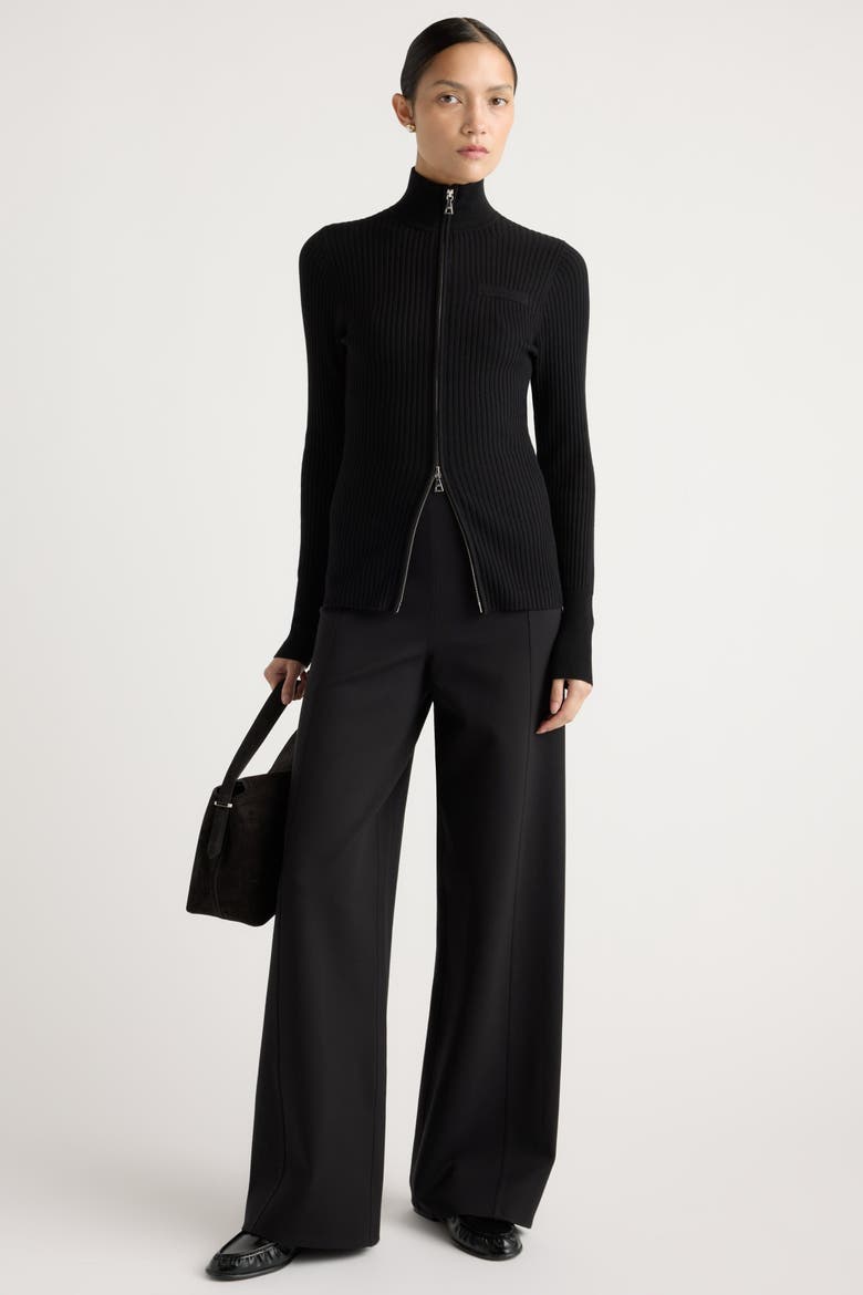 Anh Wide-Leg Ponte Stretch Pant, Alternate, color, Black