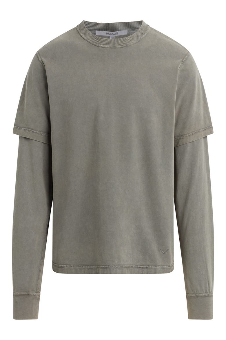 Hybrid Layered Cotton T-Shirt, Alternate, color, STONE GREY