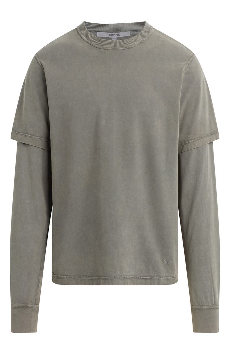 Hudson Jeans Hybrid Layered Cotton T-Shirt, Alternate, color, Stone Grey