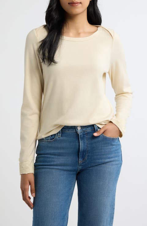 Lace Cuff Knit Top