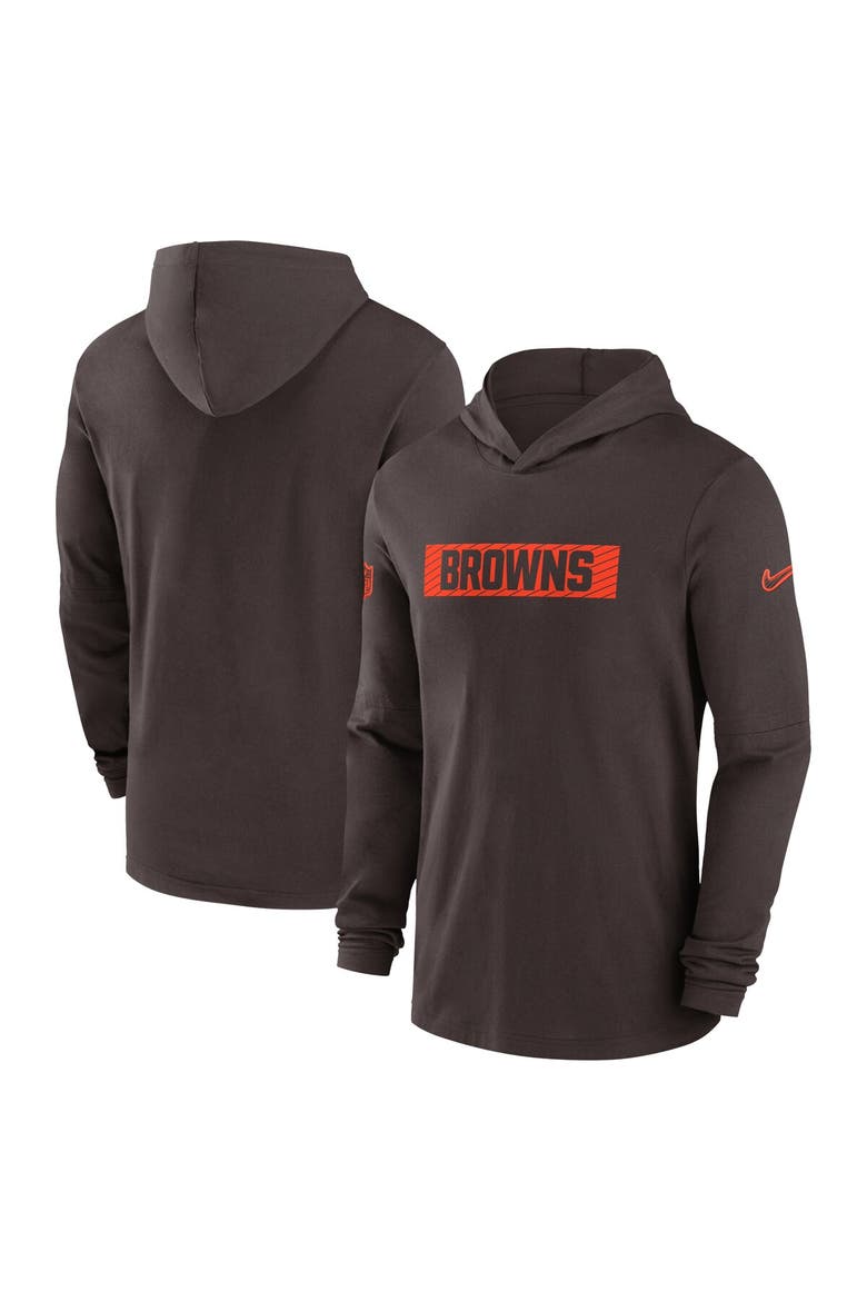 Men's Nike Brown Cleveland Browns Sideline Hoodie Performance Long Sleeve T-Shirt, Alternate, color, Brown