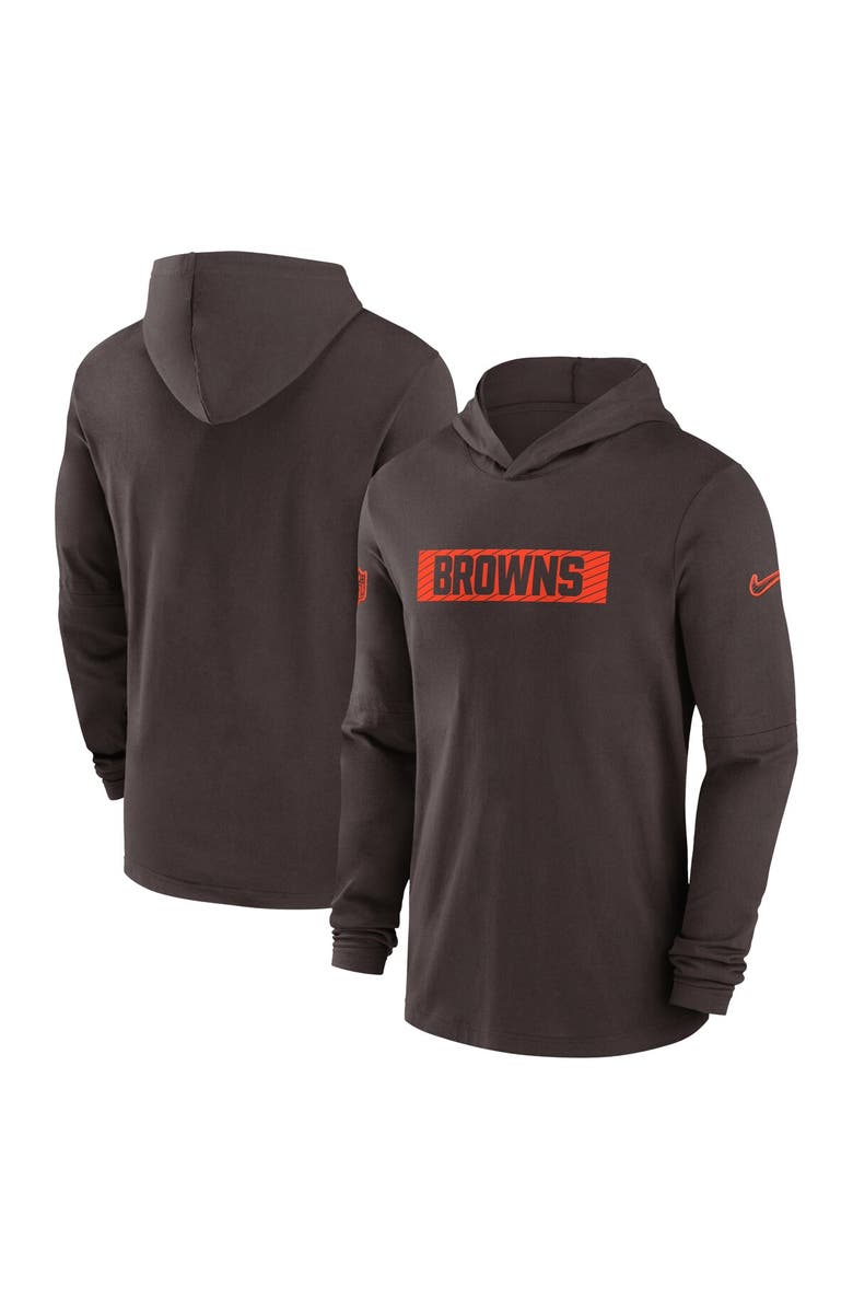 Nike Men's Nike Brown Cleveland Browns Sideline Hoodie Performance Long Sleeve T-Shirt, Alternate, color, Brown