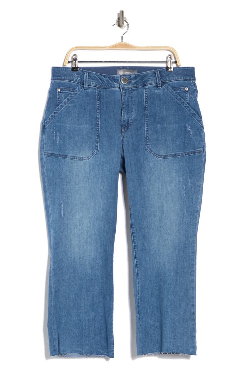 Democracy High Waist Raw Hem Flare Leg Jeans, Main, color, Blev-Blue Vintage