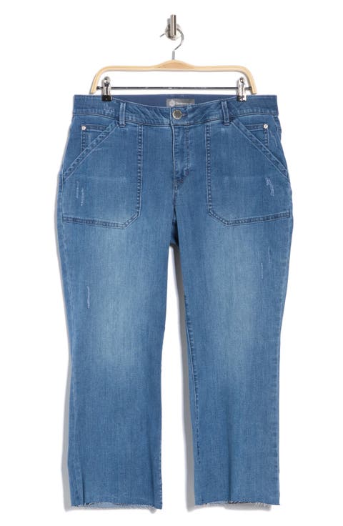 High Waist Raw Hem Flare Leg Jeans (Plus)