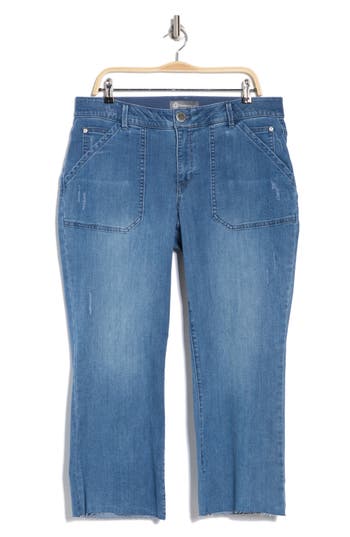 Democracy Double Fray Flare Jeans In Blev-blue Vintage